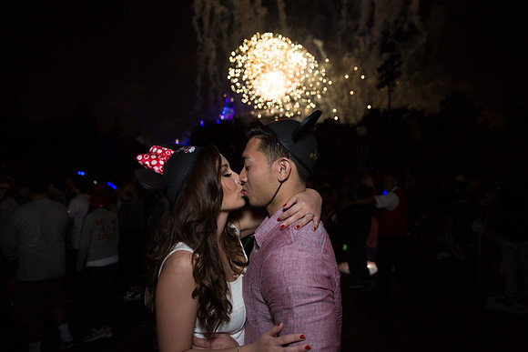 disneyland fireworks engagement kiss